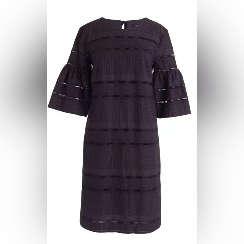 J. Crew Black Eyelet Flutter Sleeve Dress